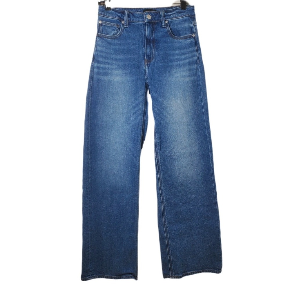 Quince Bella Stretch Relaxed Straight Leg Jeans Atlantic Blue Wash Denim 27